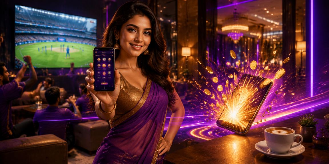 Neon light themed cricket betting scene in India