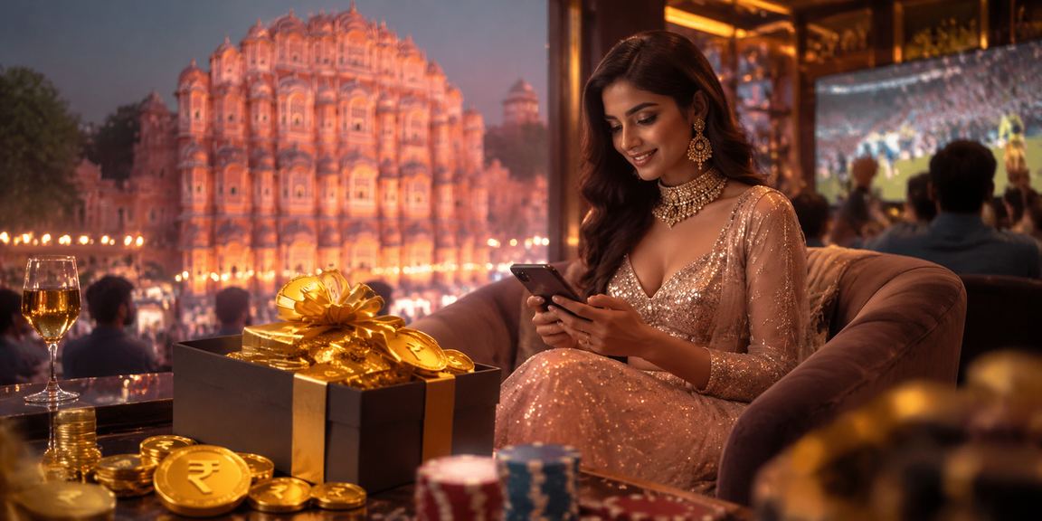 Mobile casino gaming view with Jaipur Hawa Mahal in background