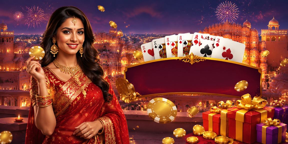 Elegant Indian lady enjoying Teen Patti with VIP privileges